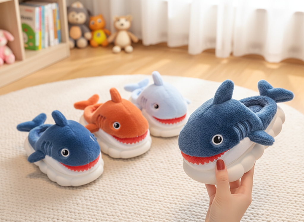 🦈 Pantofole Squaletto in Peluche Antiscivolo – Morbide e Divertenti