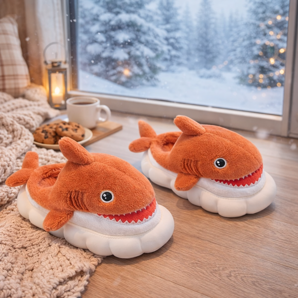 🦈 Pantofole Squaletto in Peluche Antiscivolo – Morbide e Divertenti
